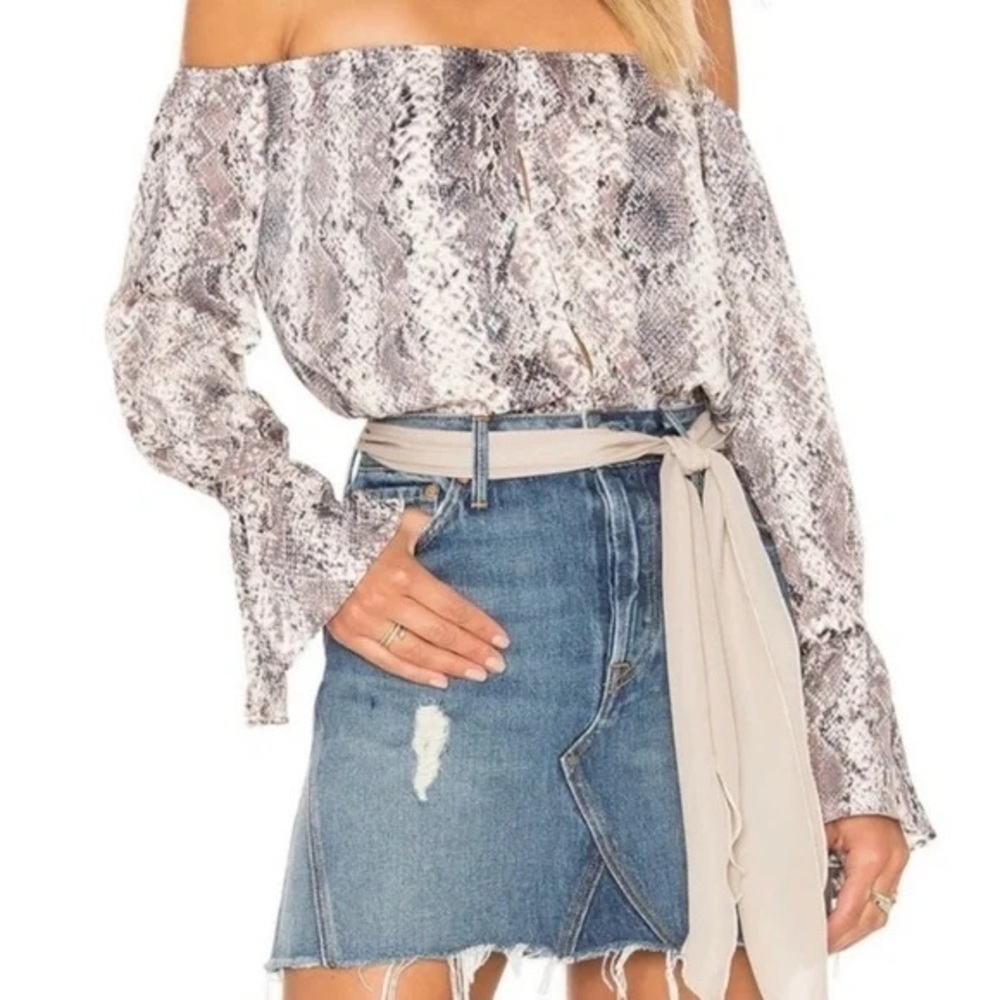 L’Academie Revolve snakeskin off shoulder top